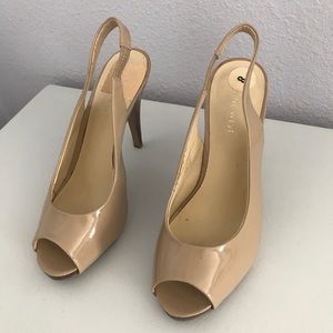 Classic Nine West Nude Slingback Peep Toe Heels